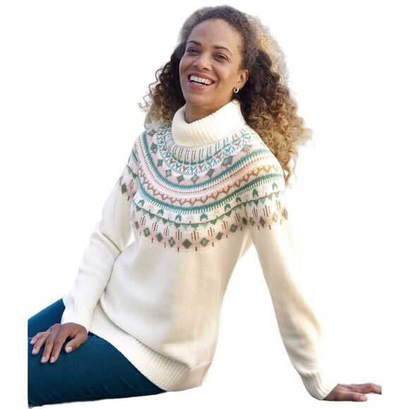 Atlas for Women Womens/Ladies Knitted Roll Neck Sweater / Ecru - Picture 2 of 3